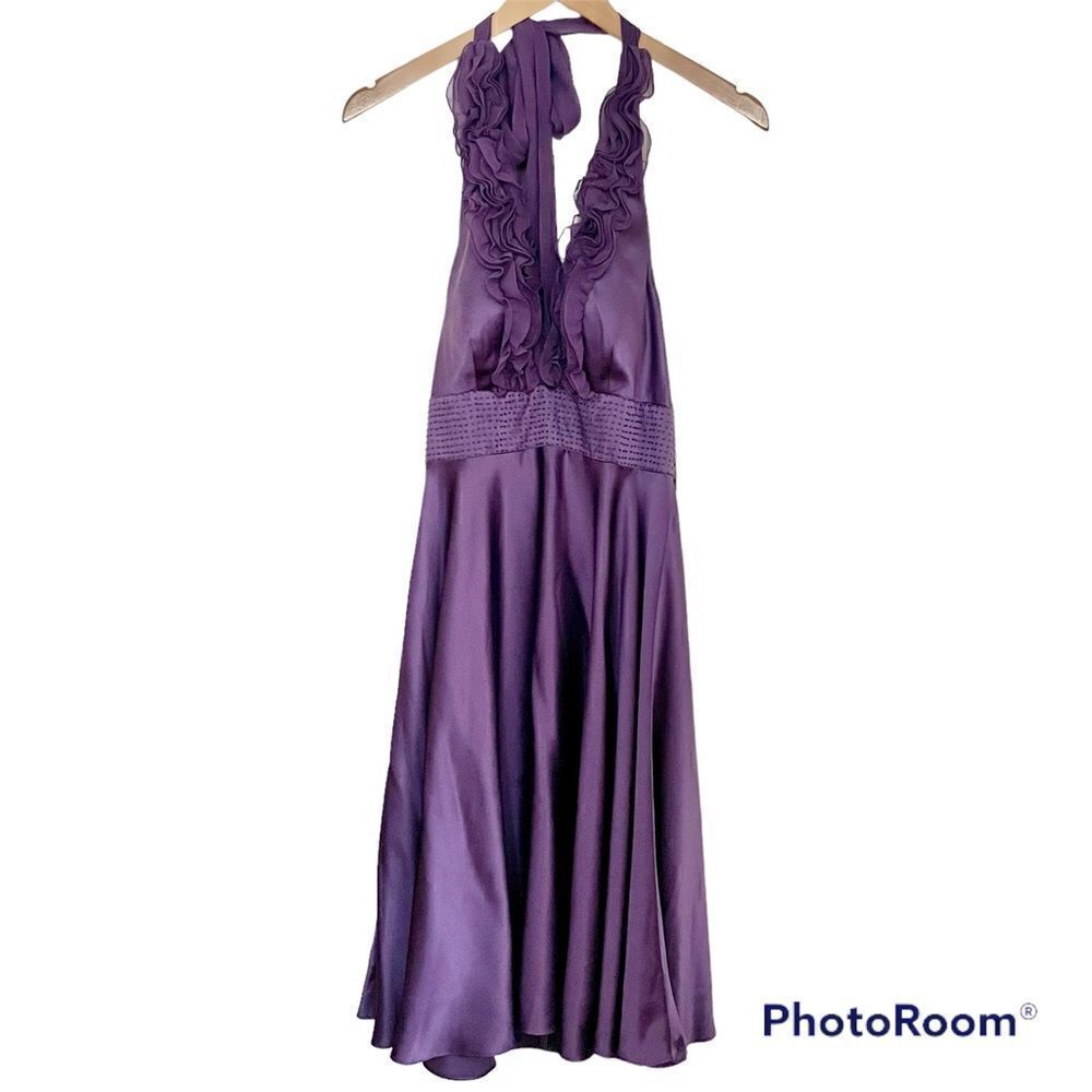 BNWT Adrianna Papell Ruffle Neckline Halter Dress size 4
